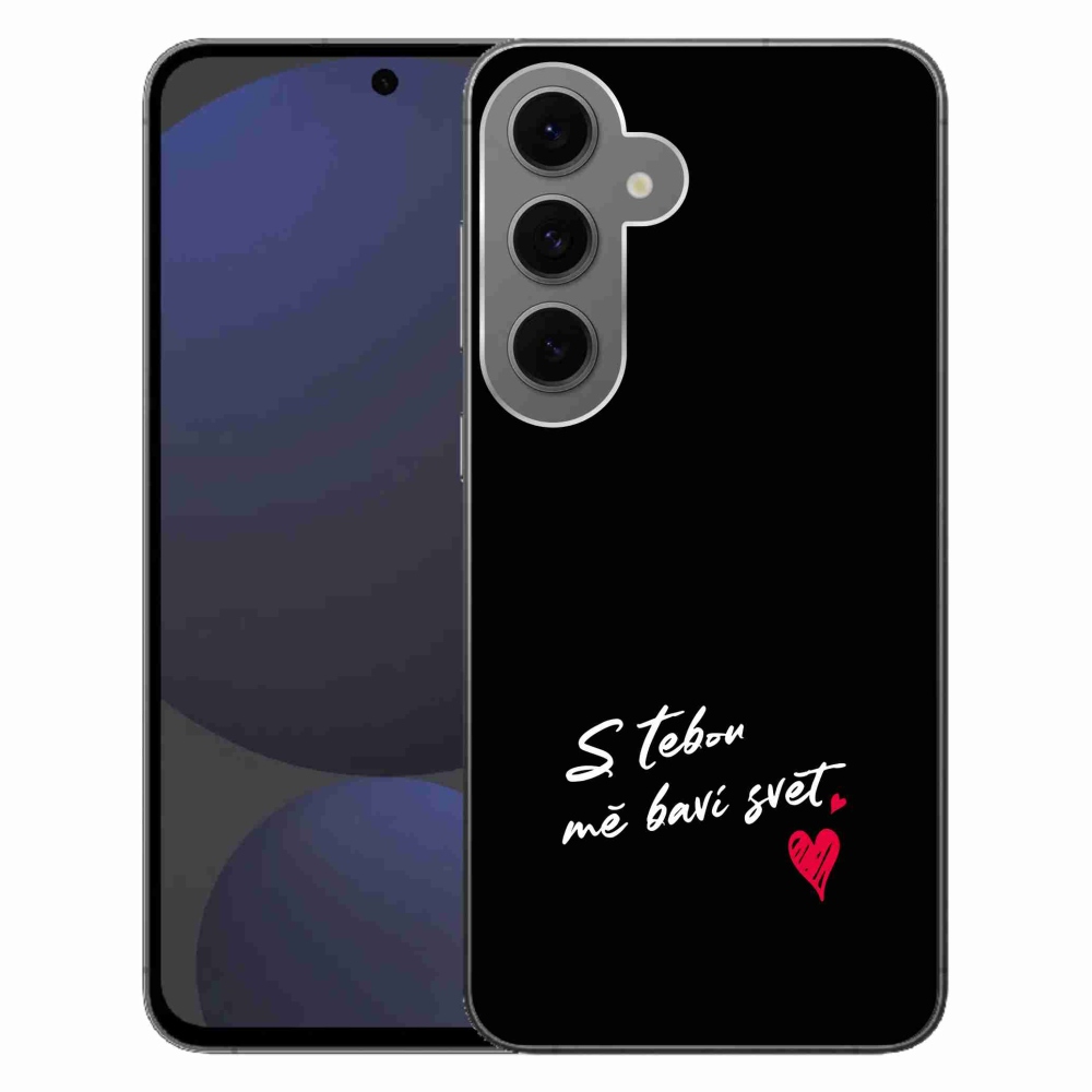 Gél borítás mmCase Samsung Galaxy S24 FE - szerelmes szöveg 1 fekete háttér