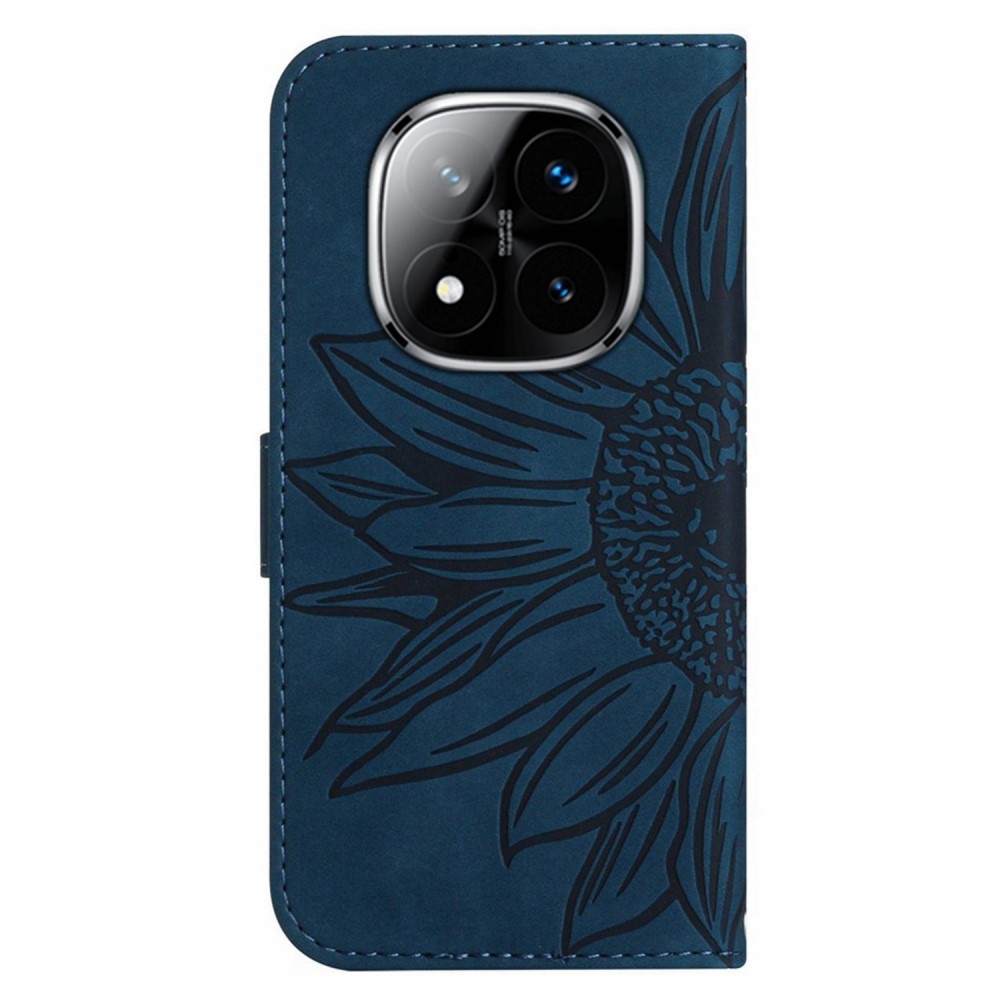 Napraforgók könyv tok Xiaomi Redmi Note 14 Pro - sötétkék