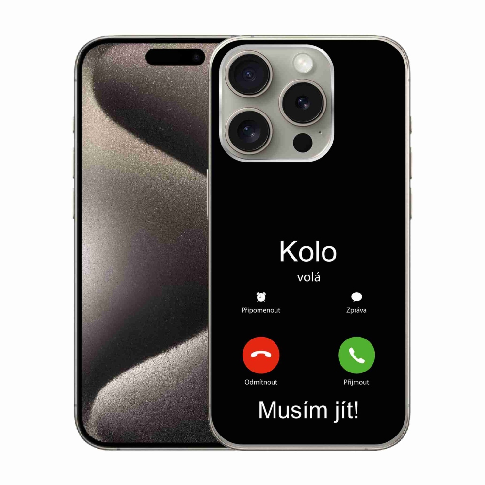 Zselés borítás mmCase iPhone 15 Pro készülékhez - kerek hívások fekete háttérrel