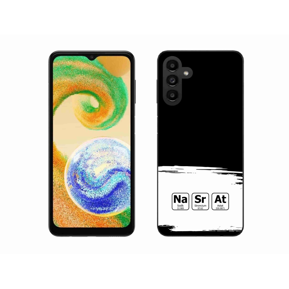 Gél borító mmCase Samsung Galaxy A04s (164.7x76.7x9.1mm) - kémiai elemek fehér és fekete háttérrel