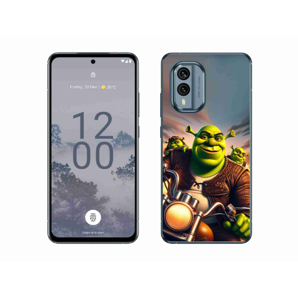 Zselés borítás mmCase a Nokia X30 5G készülékhez - Shrek egy motorkerékpáron