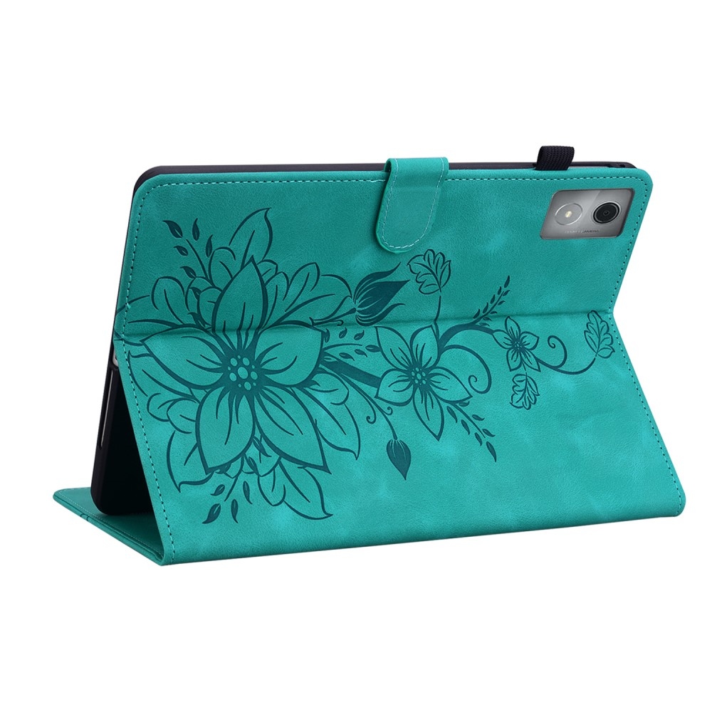 Virágok záró tok Lenovo Tab K11 Plushoz - teal színű
