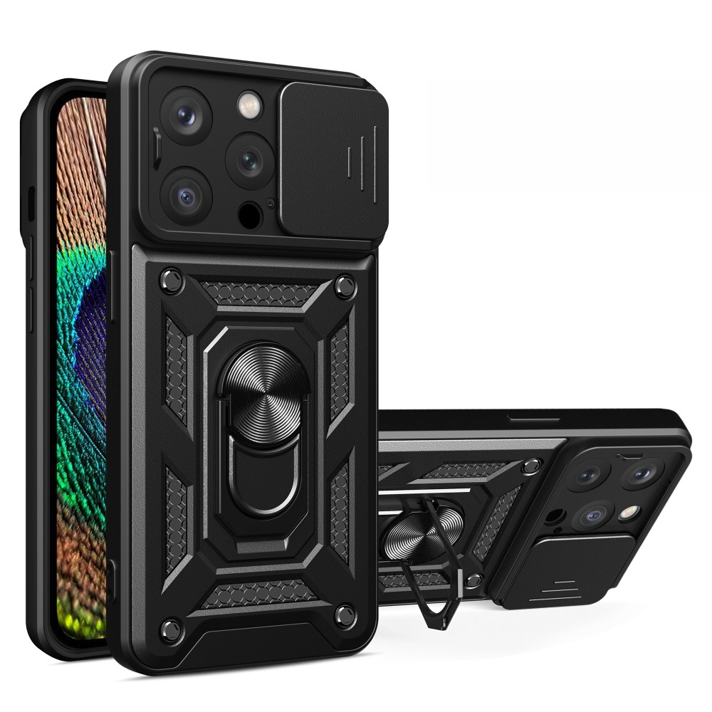 Tartós csúszásálló borító iPhone 15 Pro készülékhez - Fekete