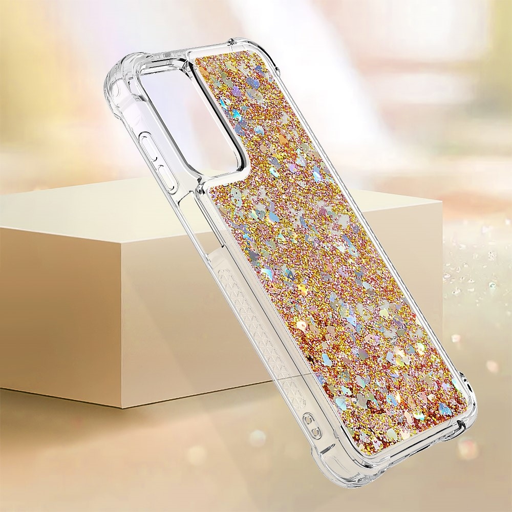 Glitter homokóra zselés tok Samsung Galaxy A26 5G - arany/szív