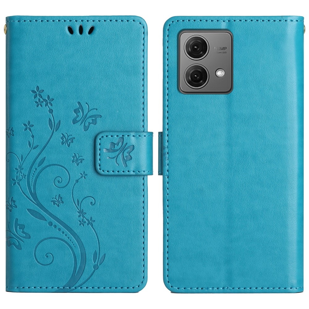 Virágok könyv tok Motorola Moto G85 5G - kék