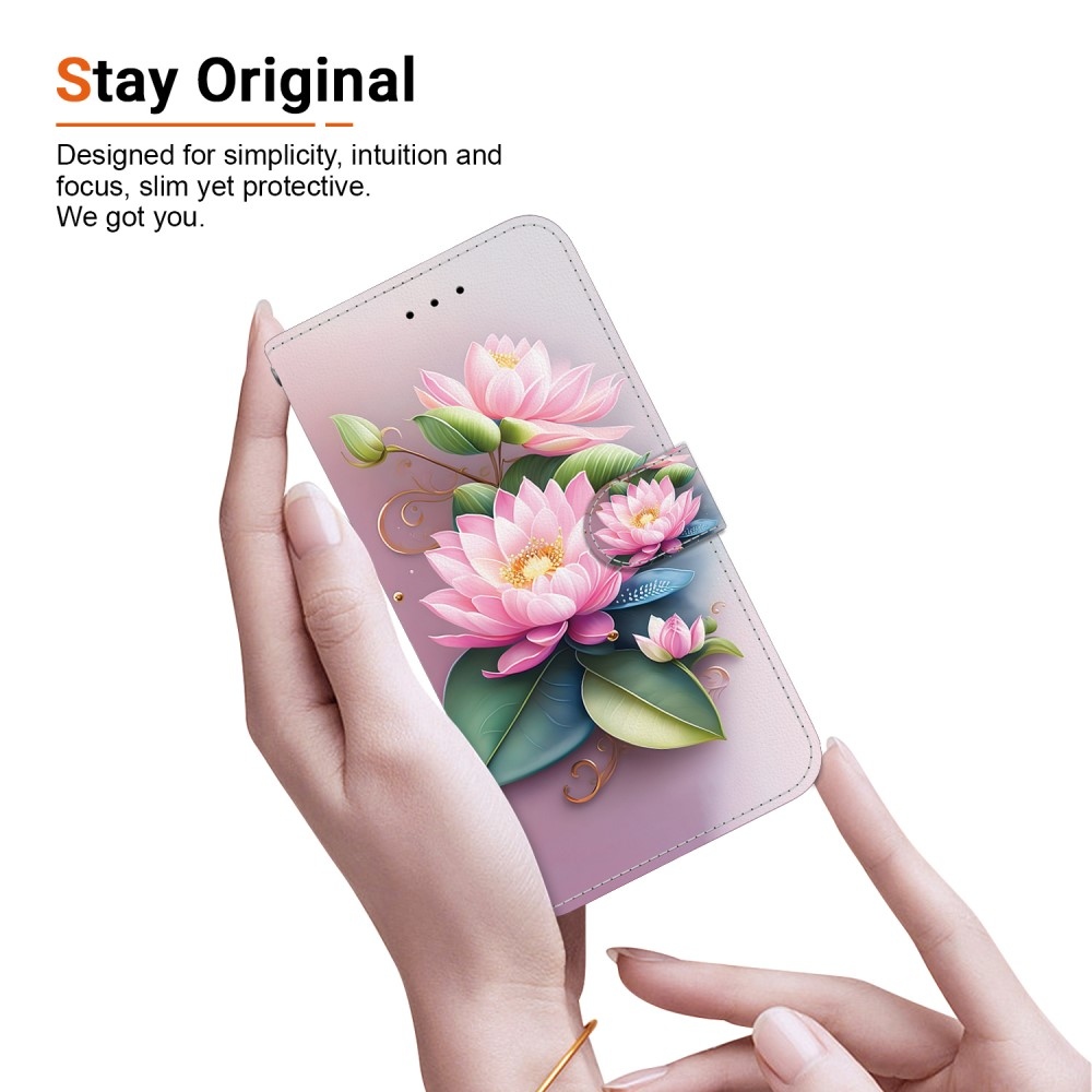 Sokoldalú könyvtáska Samsung Galaxy A36 5G/A56 5G - lótuszvirág - Samsung Galaxy A36 5G/A56 5G számára