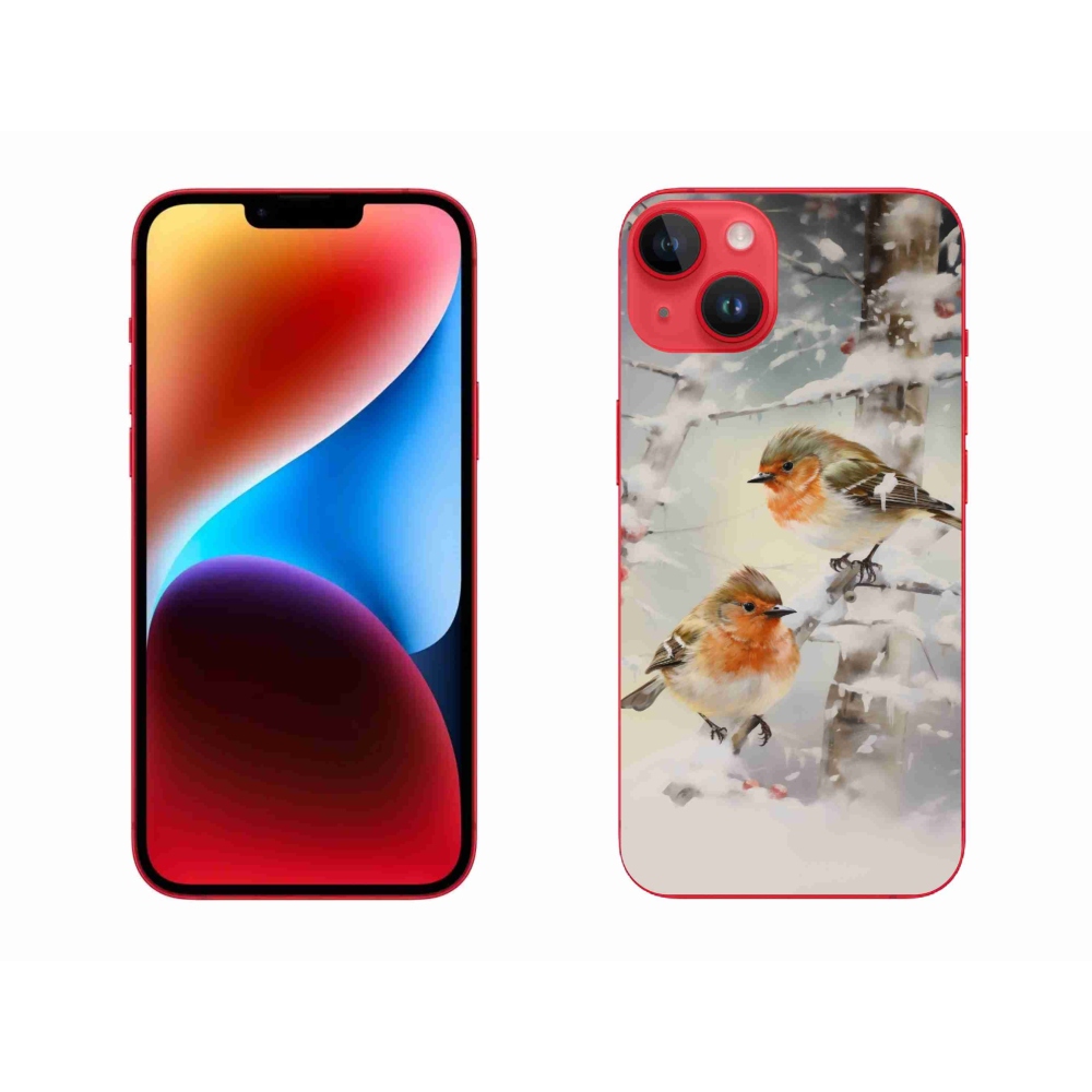 Zselés borítás mmCase iPhone 14 Plus készülékhez - madarak télen