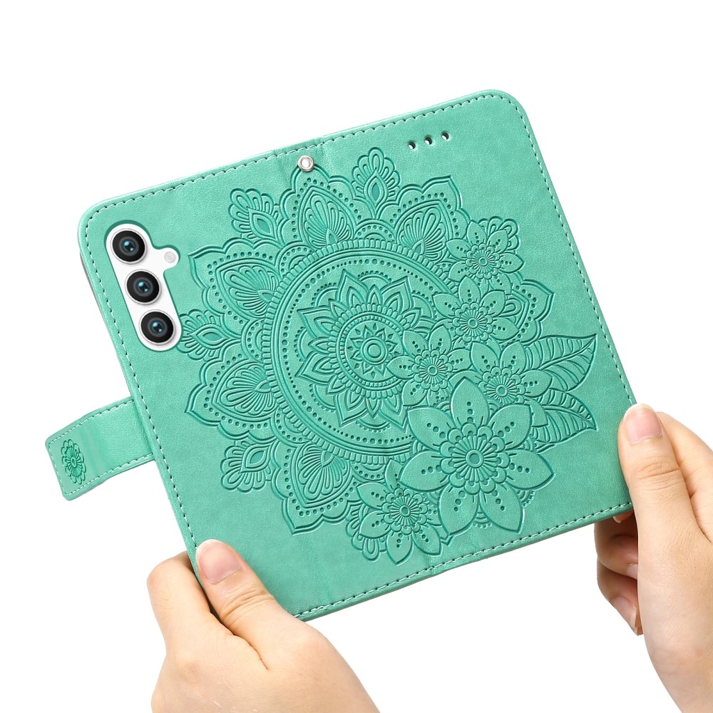 Virágos könyves tok Samsung Galaxy S25+ készülékhez - teáskék színű