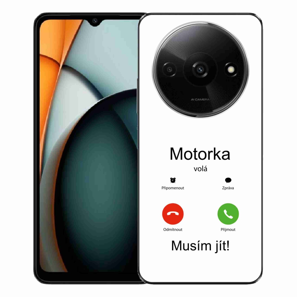 Gél borítás mmCase a Xiaomi Redmi A3-on - motoros hívások fehér háttérrel