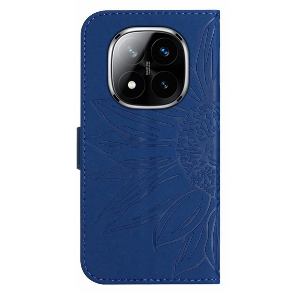 Napraforgó könyv tok a Xiaomi Redmi Note 14 Pro-hoz - kék