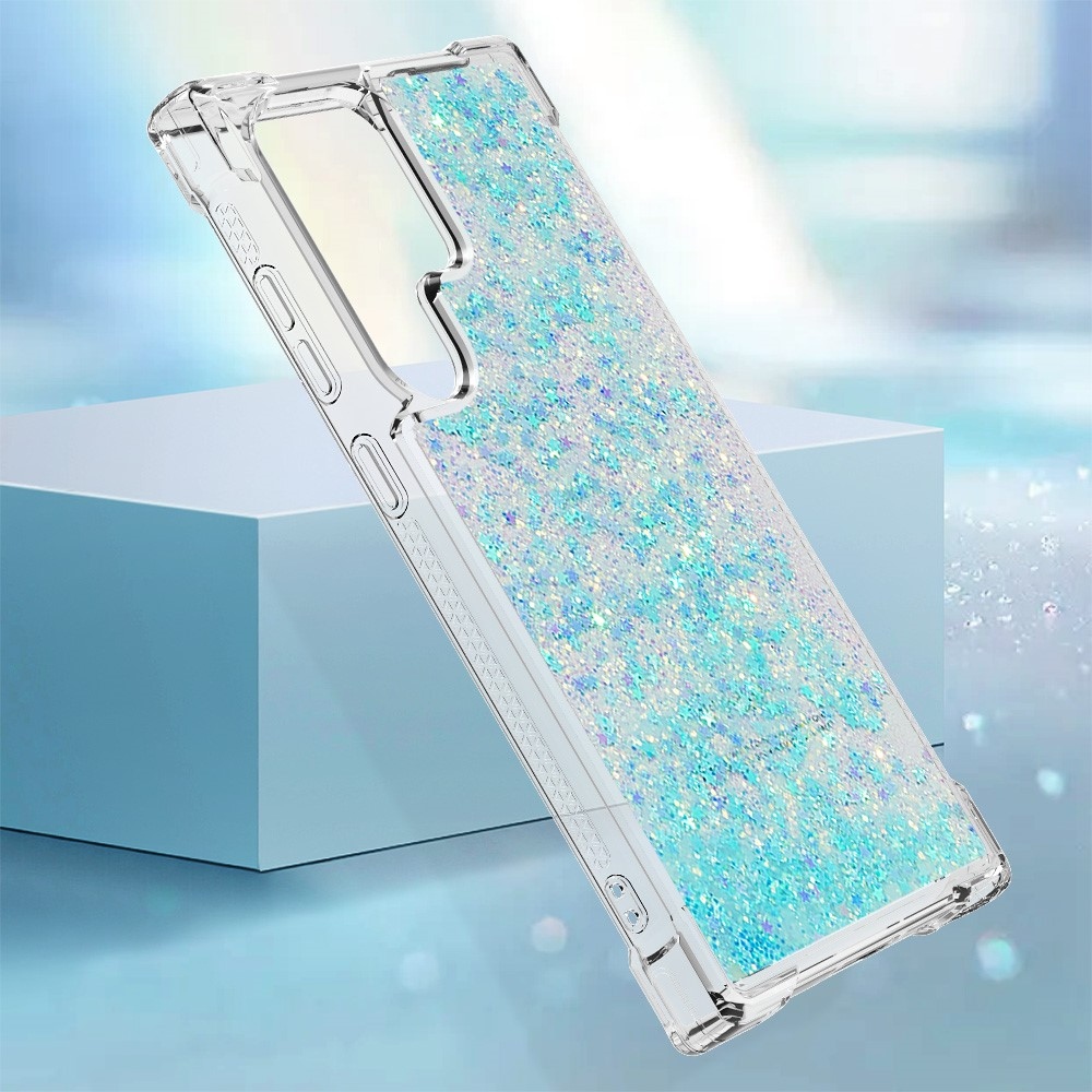 Glitter homokóra zselés tok Samsung Galaxy S24 Ultra - kék / csillagok