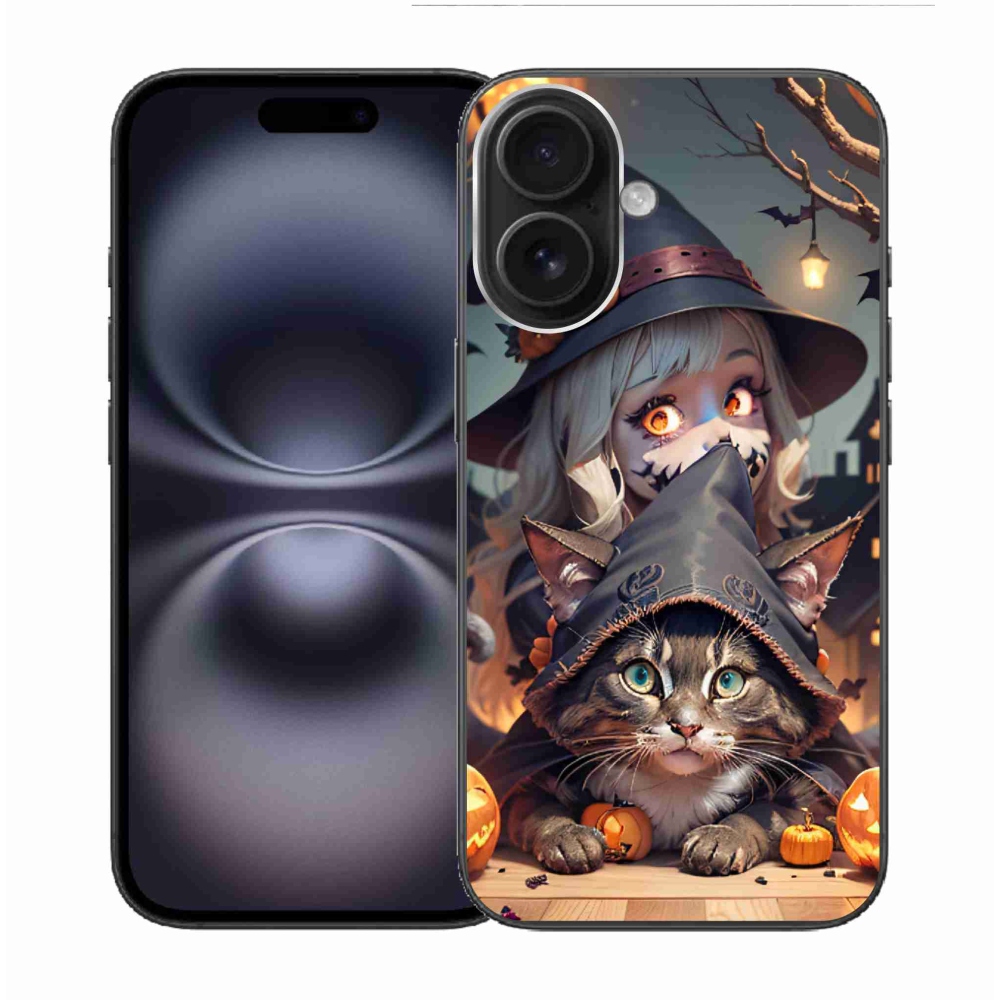 Gél borítás mmCase iPhone 16 készülékhez - boszorkány macskával
