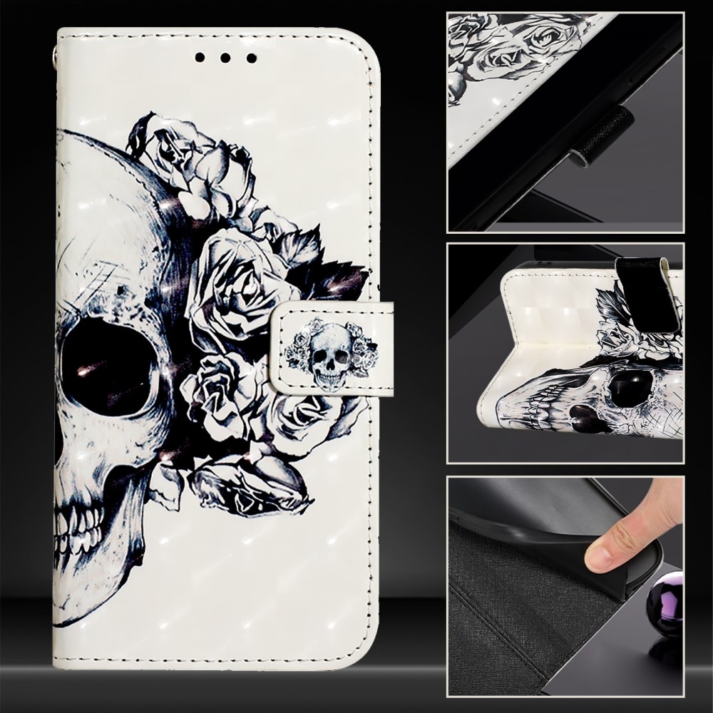 Patte könyv tok Samsung Galaxy M55 5G - koponya és rózsa