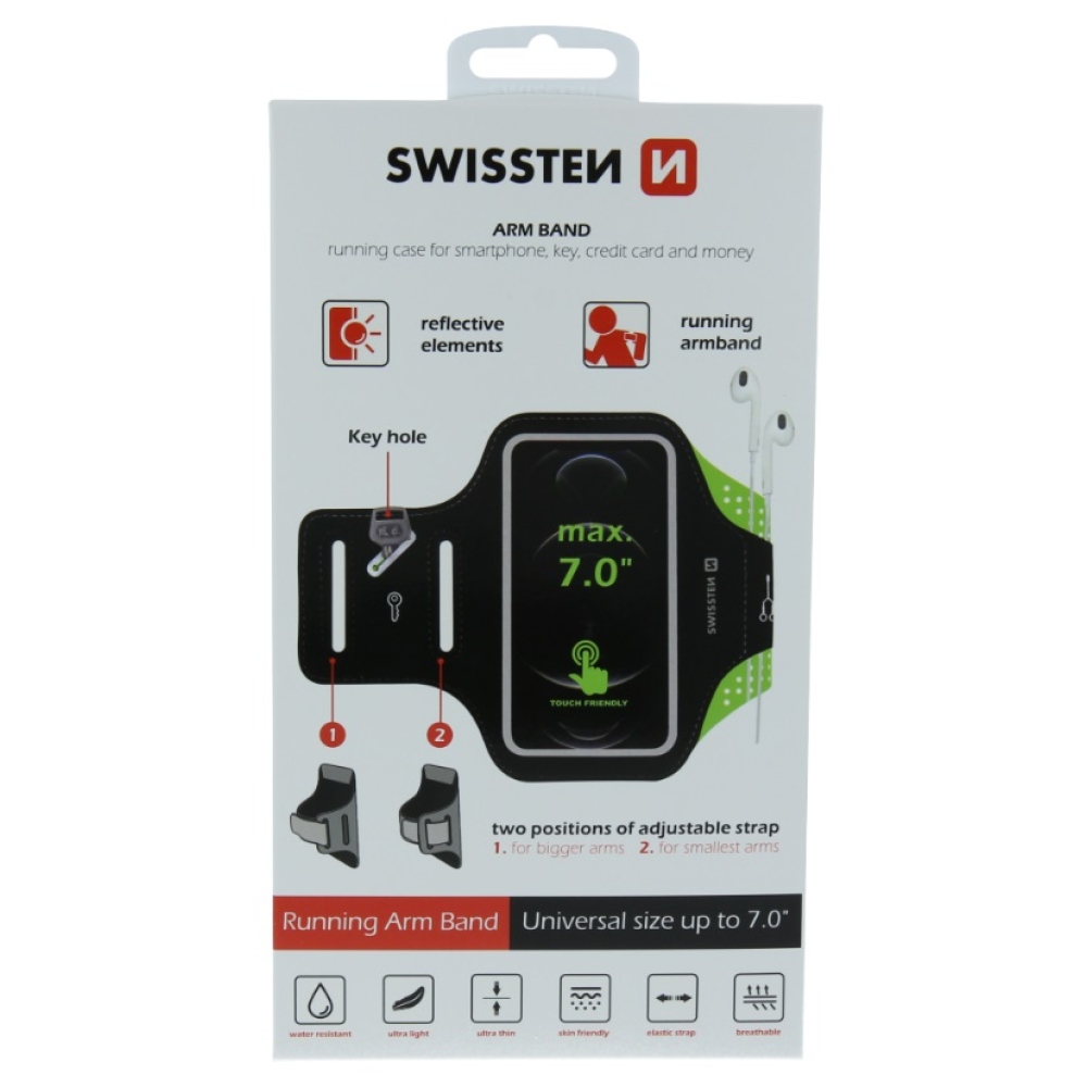 Swissten fitness karszalag 7 hüvelykig - fekete/zöld