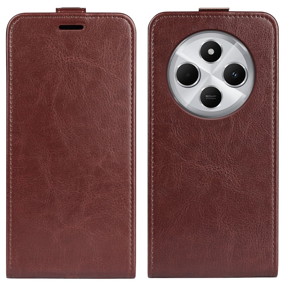 Függőleges könyvtáska Xiaomi Redmi 14C/Poco C75-hez - barna színben