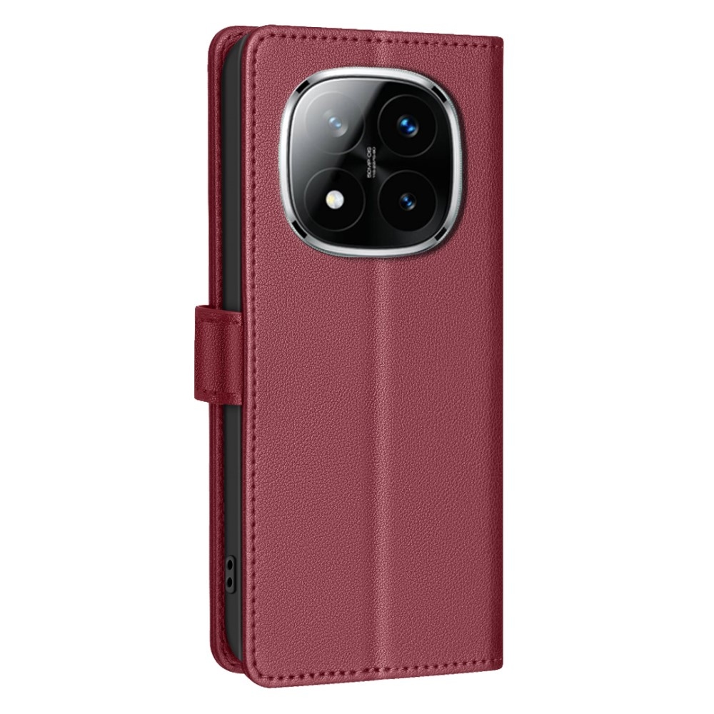BINFEN könyvtáska Xiaomi Redmi Note 14 Pro 5G/Poco X7 5G/Note 14 Pro+ 5G - piros