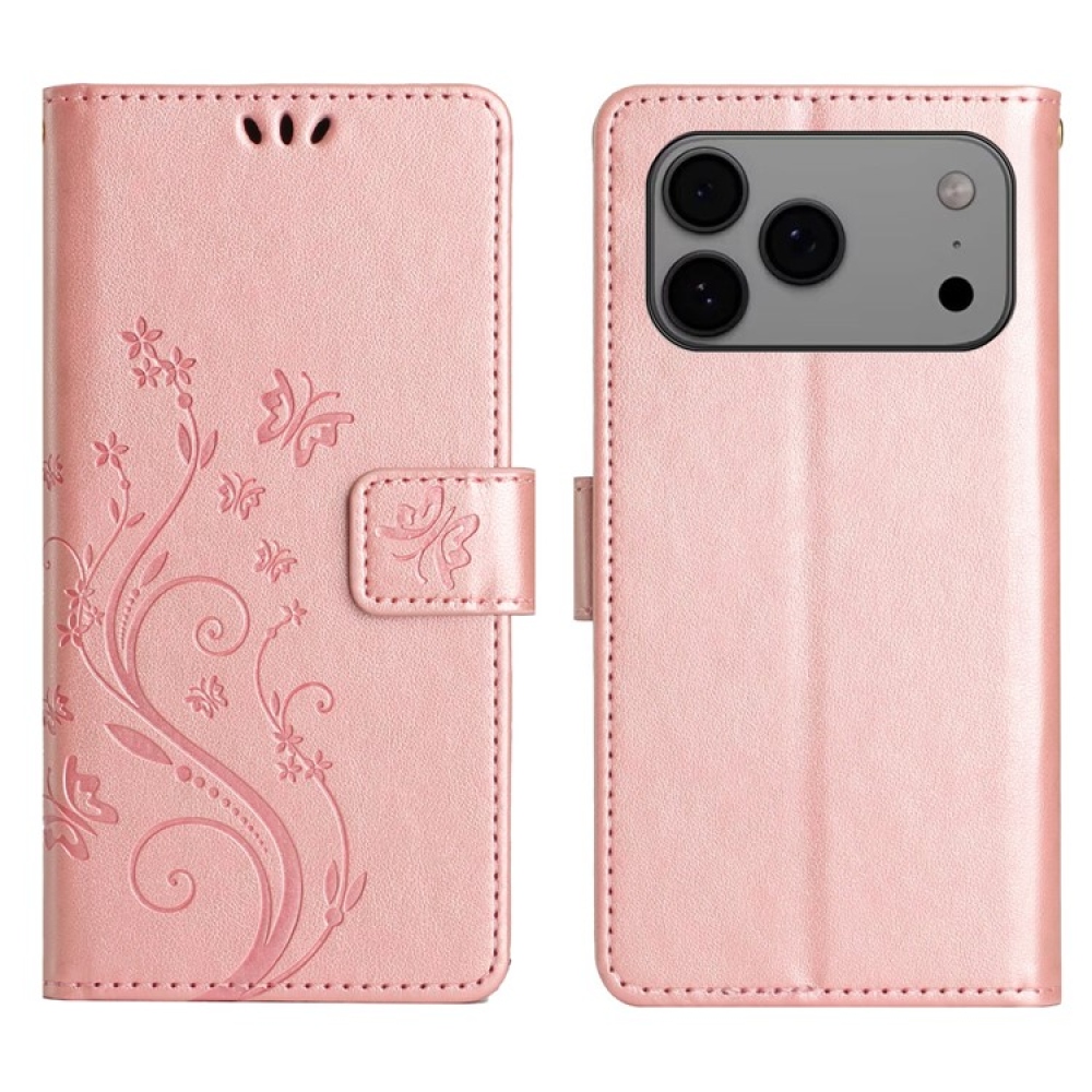 Virágok könyv tok iPhone 17 Pro Max készülékhez - rózsaarany