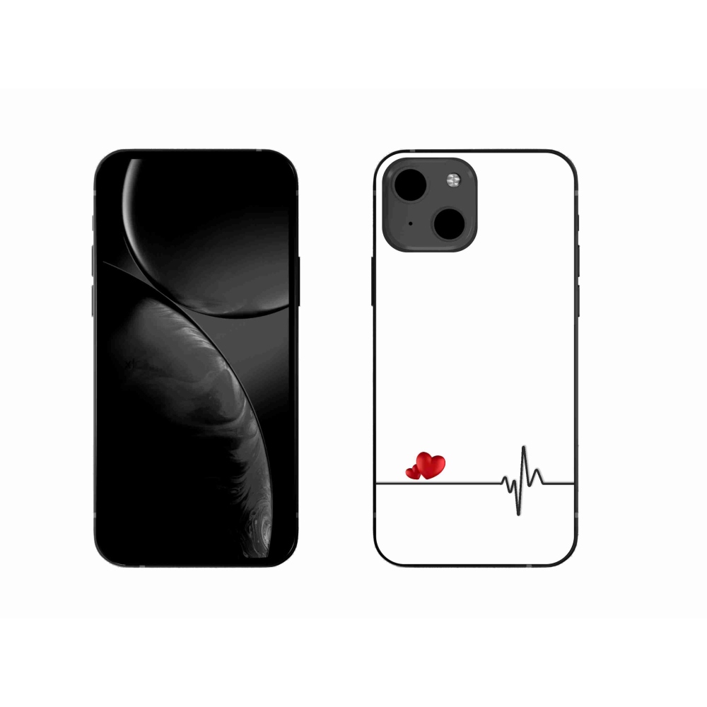 Gél borítás mmCase iPhone 13 6.1 készülékhez - szív és szívverés fehér háttérrel
