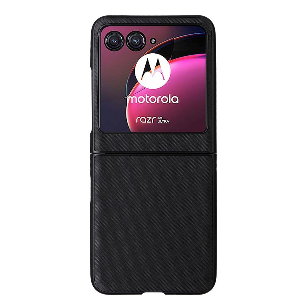 Textúrás műanyag borítás műbőrrel a Motorola Razr 40 Ultra 5G készülékre - fekete