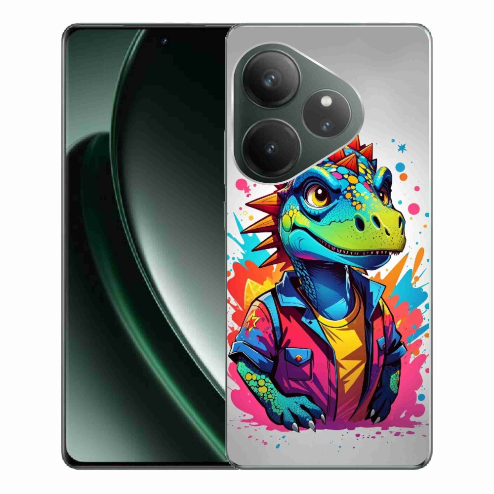 Zselés borítás mmCase a Realme GT 6 5G/GT 6T 5G számára - színes dinoszaurusz