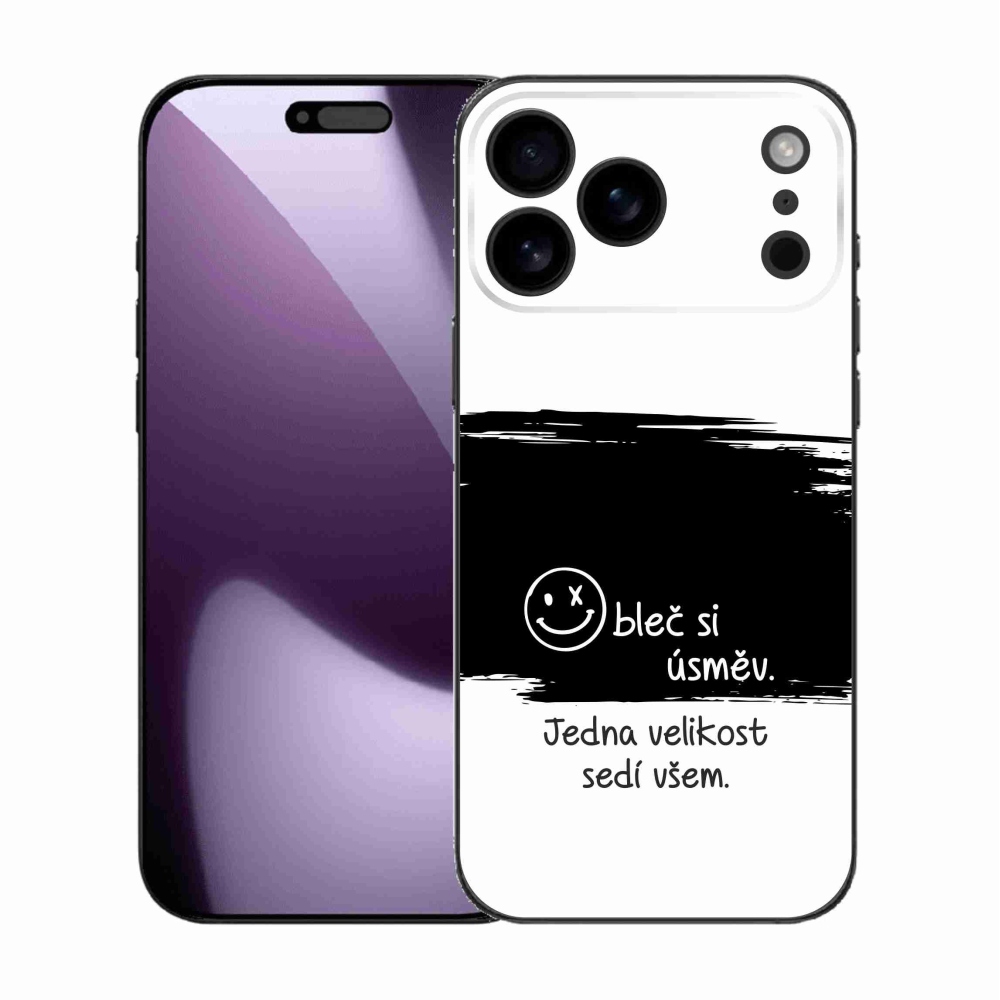 Gél borítás mmCase iPhone 17 Pro Max készülékhez - vicces szöveg 8 fekete és fehér háttérrel