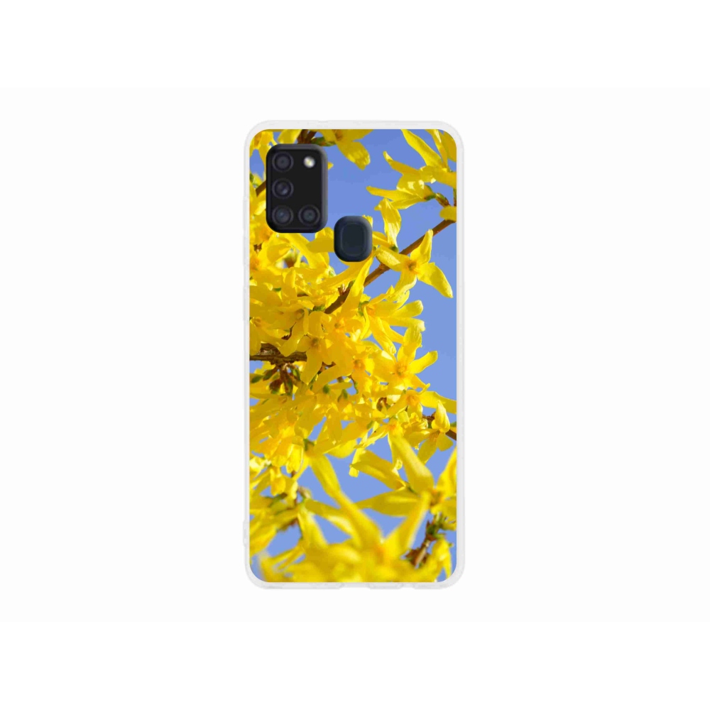 Gél borítás mmCase Samsung Galaxy A21s készülékhez - sárga virágok