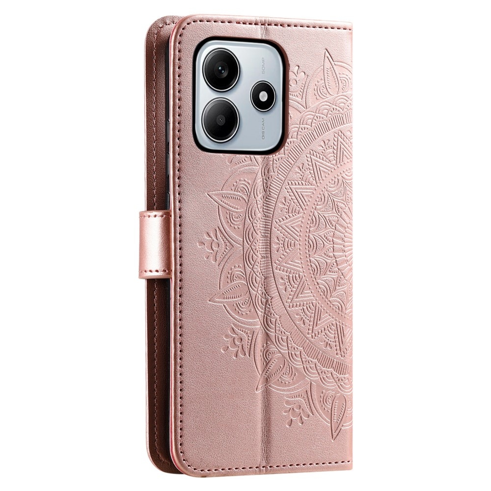 Mandala könyv tok Xiaomi Redmi Note 14-hez - rózsaarany