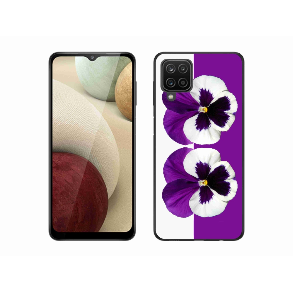 Zselés borítás mmCase Samsung Galaxy A12 készülékhez - lila és fehér virág