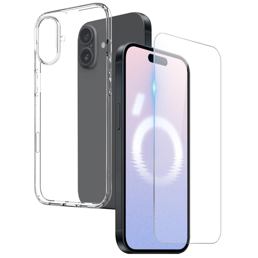 NORTHJO átlátszó zselés tok + edzett üveg iPhone 16-hoz - átlátszó
