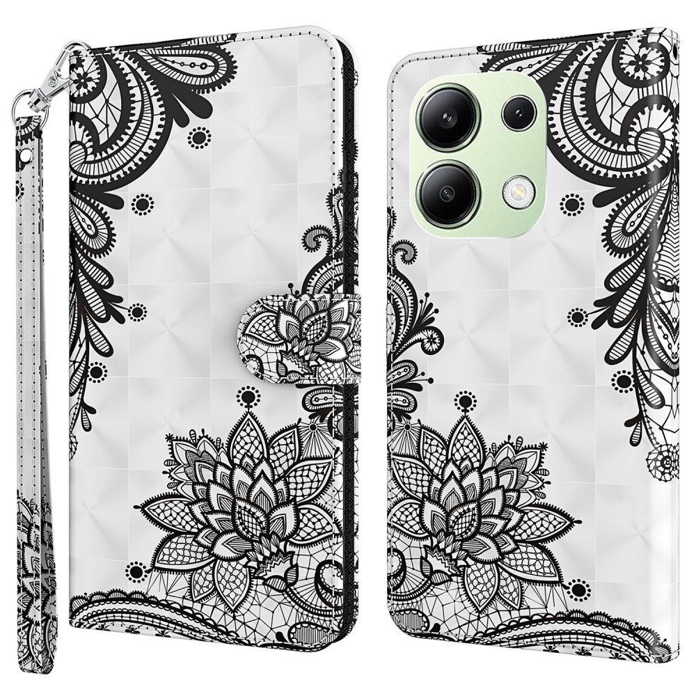 Nyomtatott könyv tok Xiaomi Redmi Note 13-hoz - csipke virág
