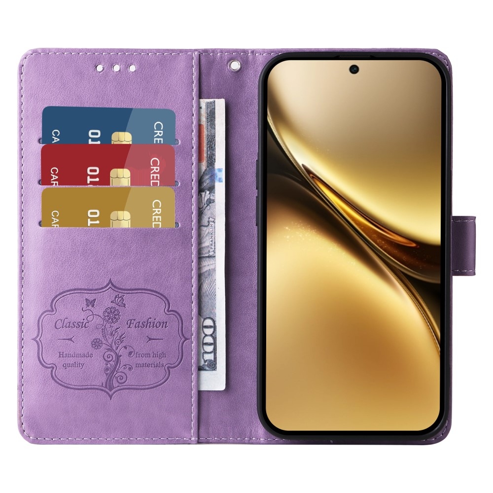 Virágos könyv tok a Vivo X200 Pro 5G készülékhez - lila