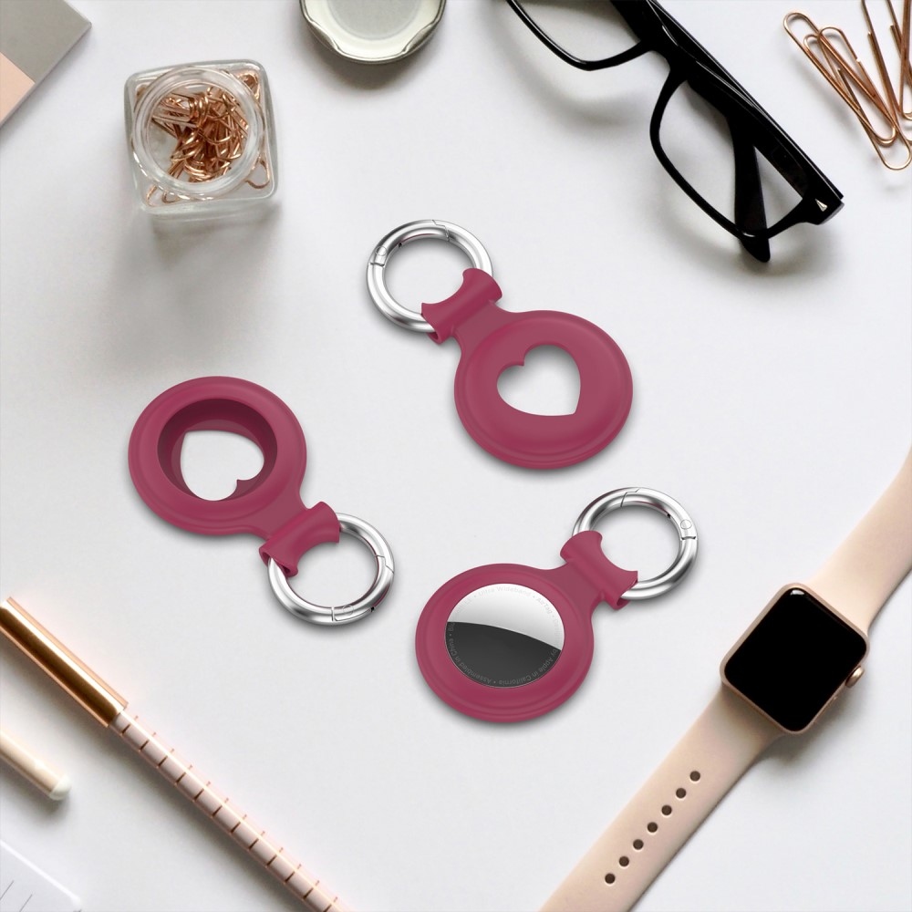 Love szilikon tok az Apple AirTaghez - bordó színű