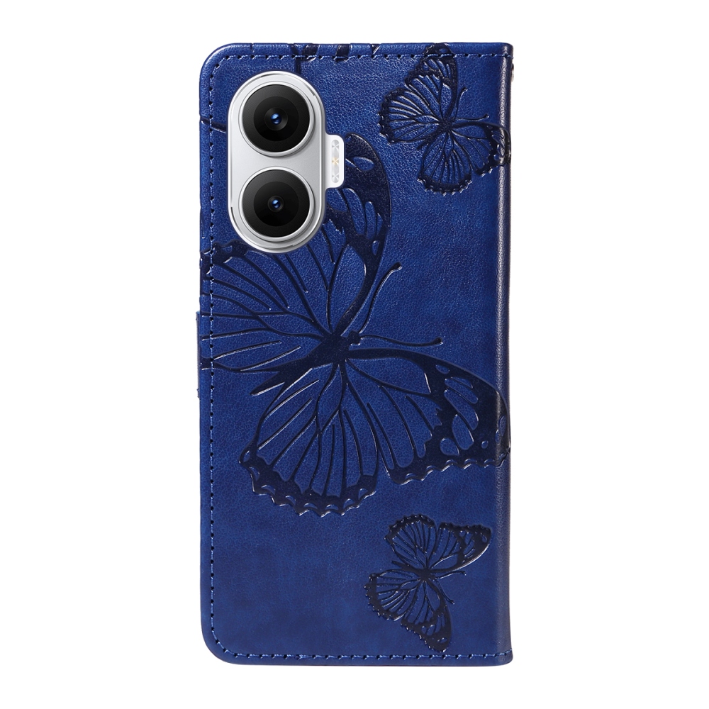 Nagy pillangó könyv tok a Xiaomi Poco F7 5G-hez - kék
