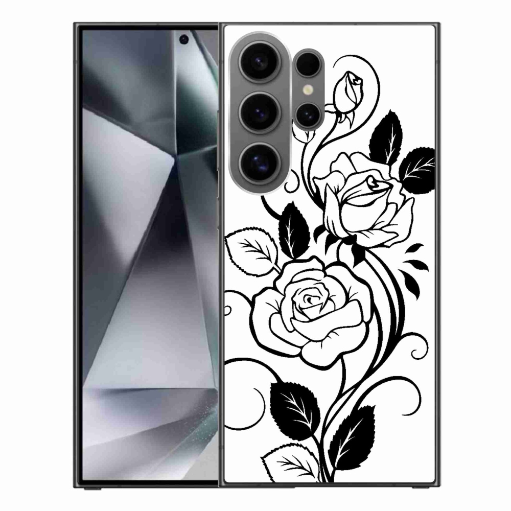 Zselés borítás mmCase Samsung Galaxy S24 Ultra - fekete és fehér rózsa