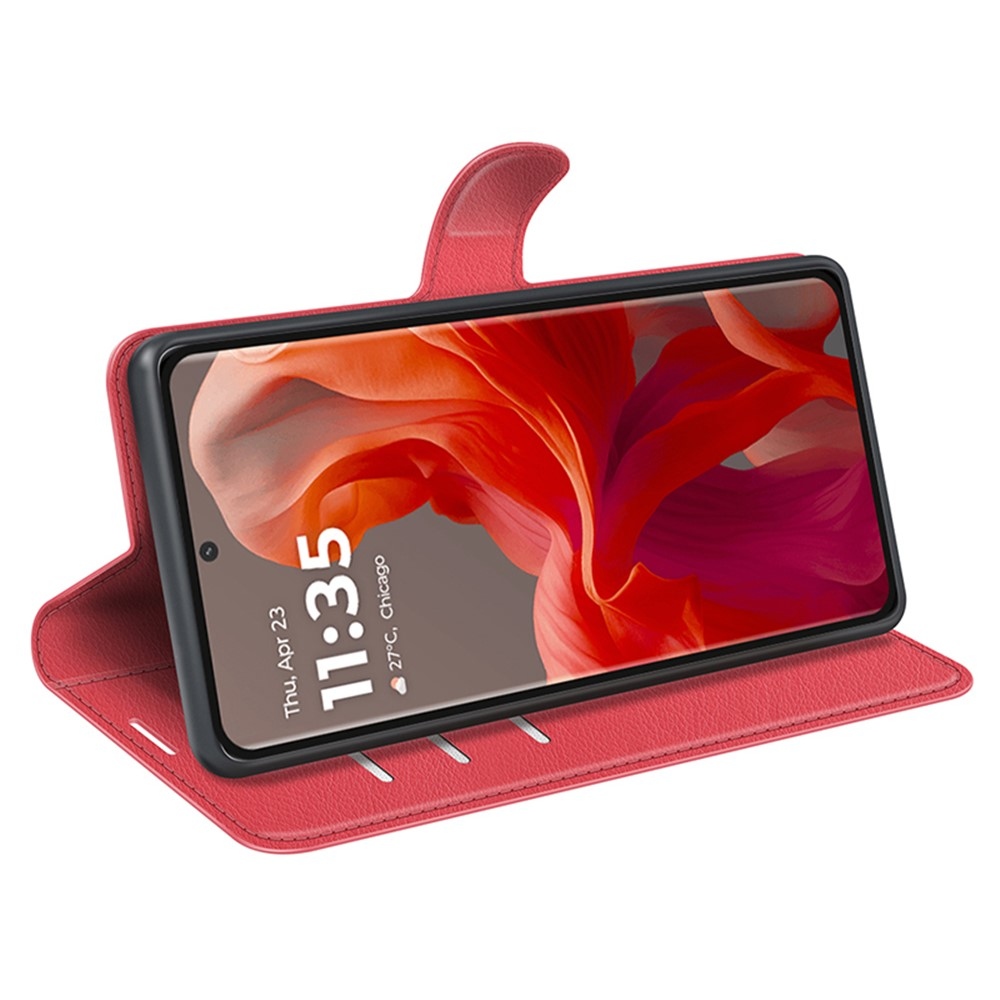 Litchi könyv tok Motorola Moto G85 5G - piros színben