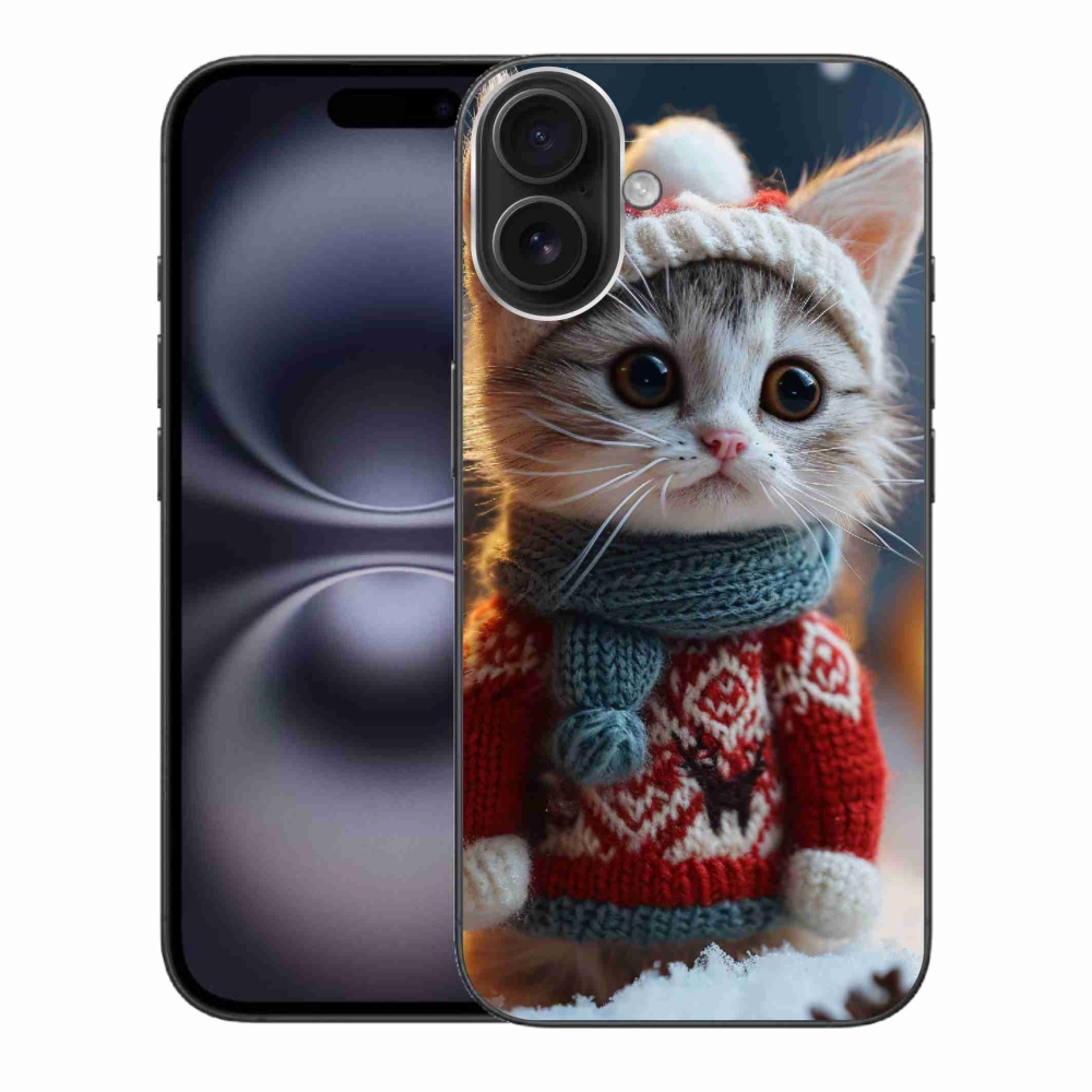 Zselés borítás mmCase iPhone 16 Plus készülékhez - cica pulóverben