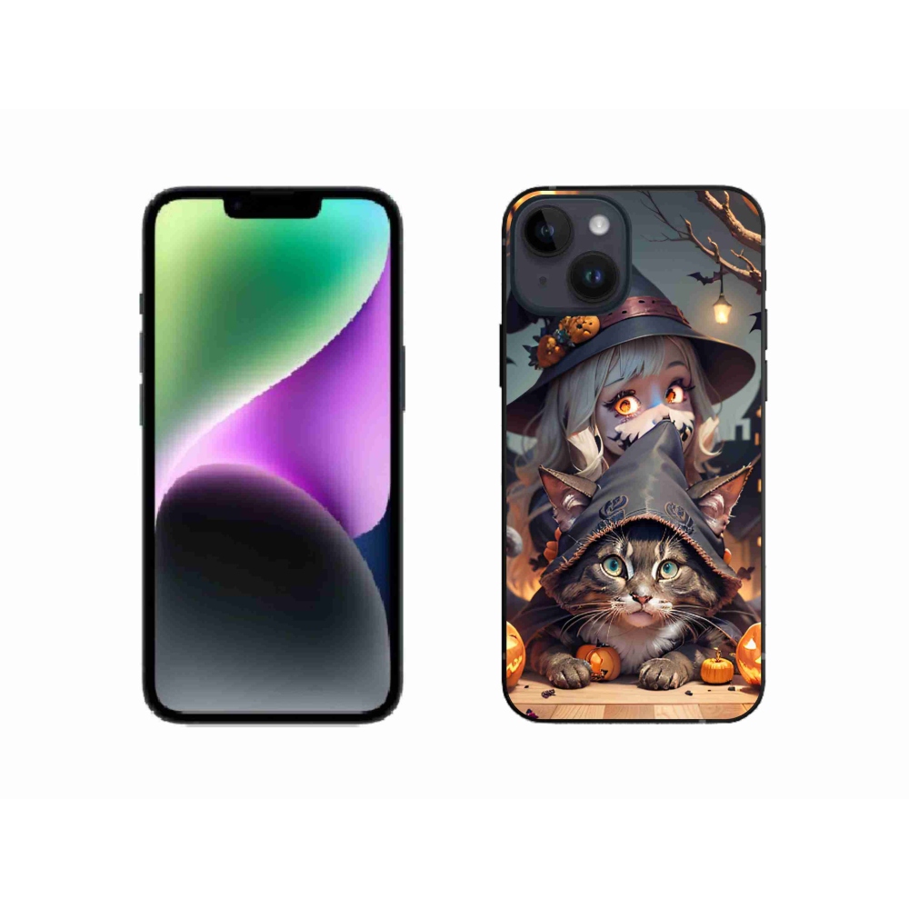 Gél borítás mmCase iPhone 14 készülékhez - boszorkány macskával
