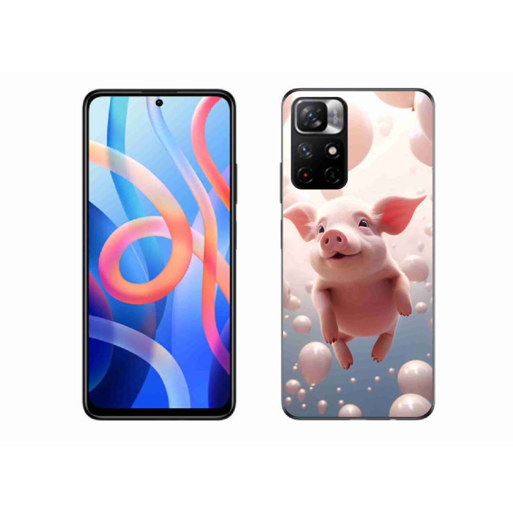 Gél borító mmCase a Xiaomi Redmi Note 11S 5G-hez - malacka lufikkal