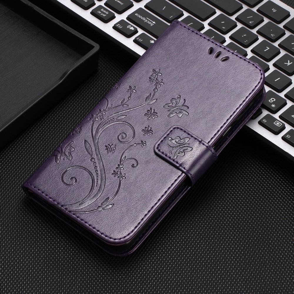 Virágok könyv tok Xiaomi 15 Pro-hoz - sötétlila