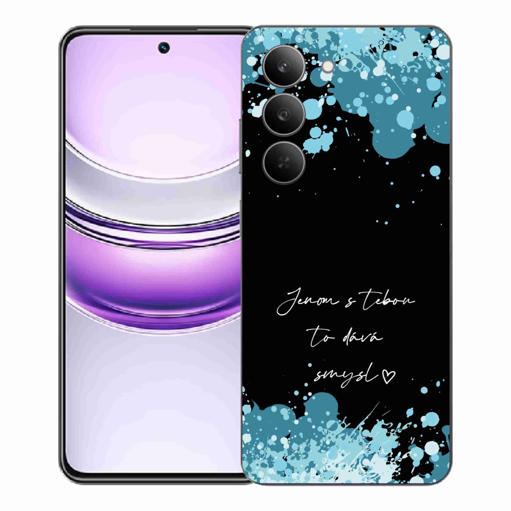 Gél borító mmCase a Realme 14x 5G készülékhez - szerelmes szöveg fekete háttérrel