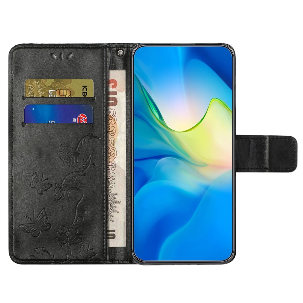 Virágos könyv tok Samsung Galaxy A15 4G/5G készülékhez - fekete