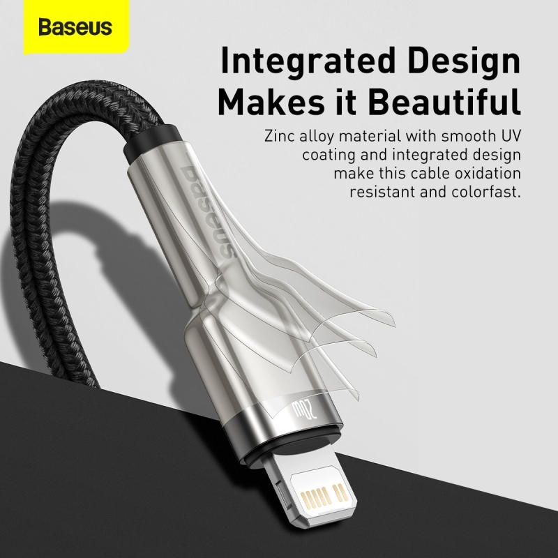 Baseus Cafule Metal sorozatú adatkábel USB-C - világítás 20W 1m fekete