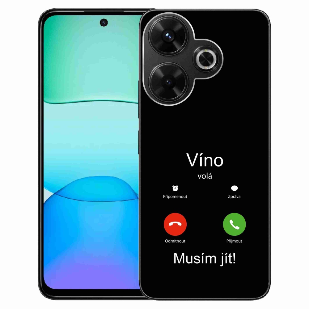 Gél borítás mmCase a Xiaomi Redmi 13 4G/Poco M6 4G - bor hívások fekete háttérrel
