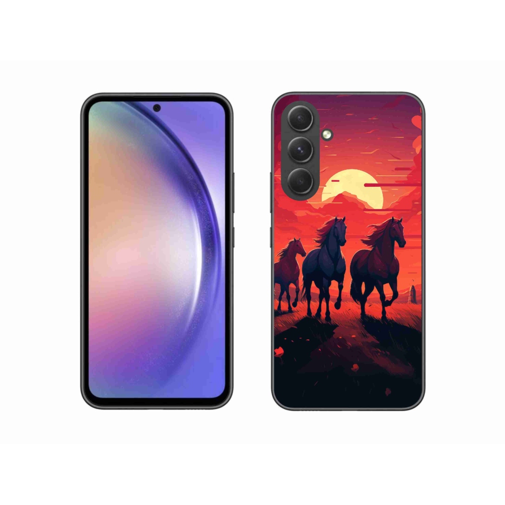 Gél borítás mmCase Samsung Galaxy A54 5G - lovak és naplemente