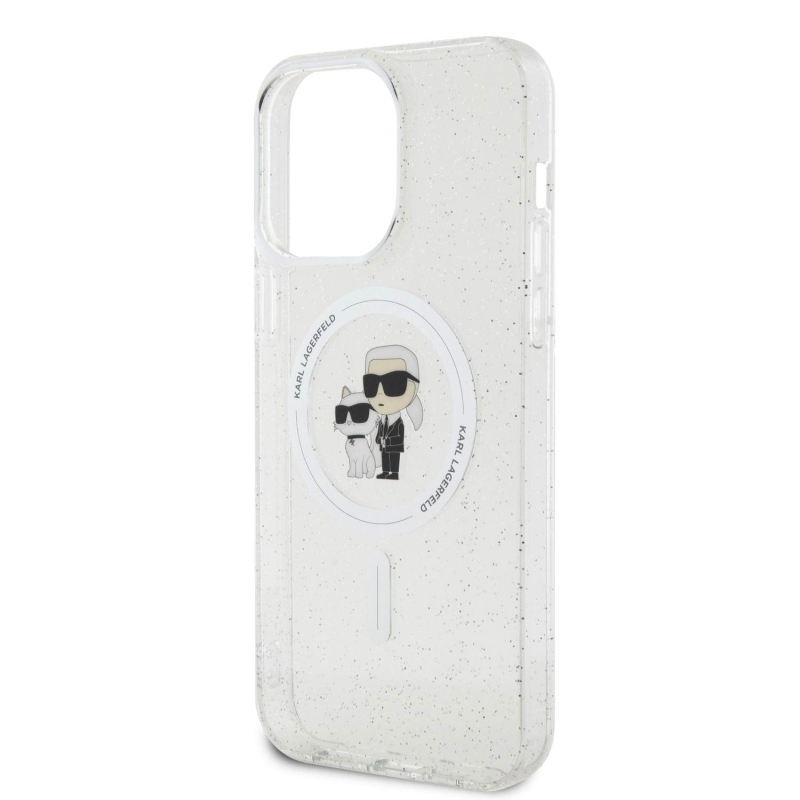 Karl Lagerfeld IML Glitter Karl és Choupette MagSafe hátlap iPhone 15 Pro Max készülékhez - átlátszó