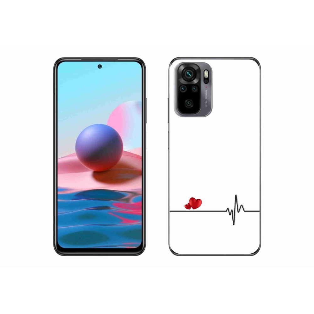 Gél borító mmCase a Xiaomi Redmi Note 10S-hez - szív és szívverés fehér háttérrel