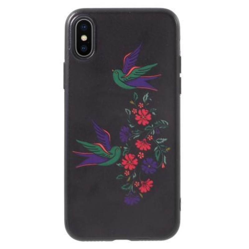 Ider gél tok PU bőrrel borított iPhone X készülékhez - lila virágok