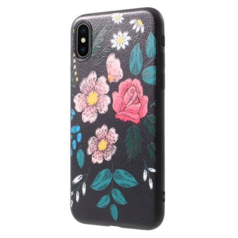 Ider zselés tok PU bőrrel borított iPhone X készülékhez - csokor