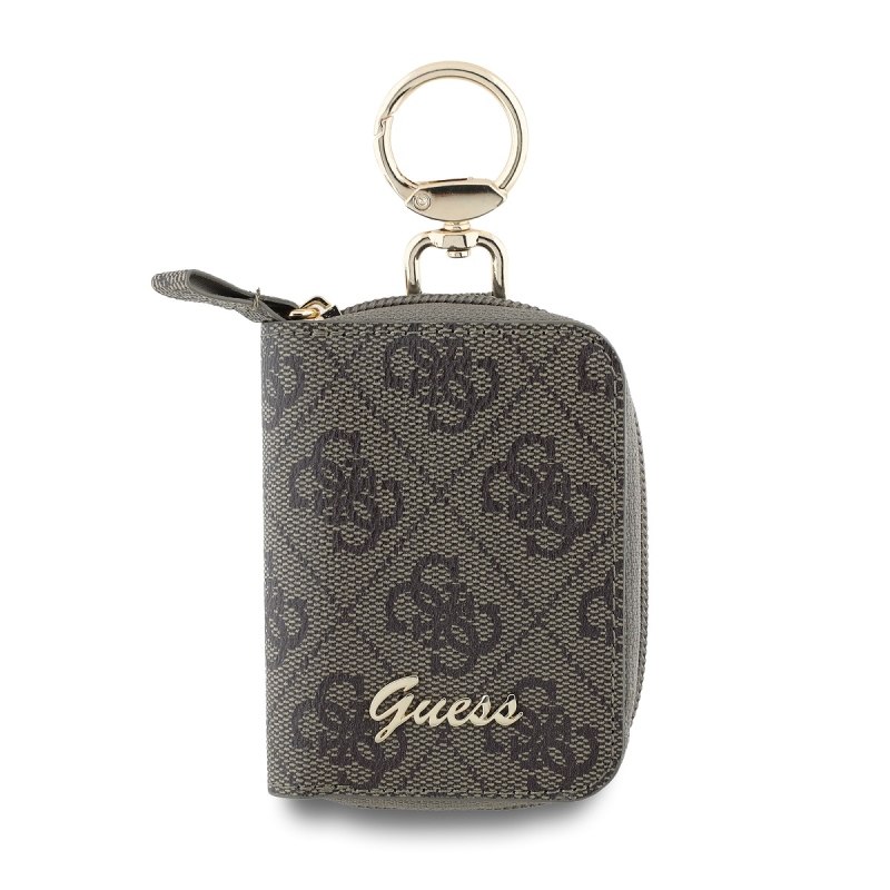 Guess PU 4G Script logós kulcstartó barna