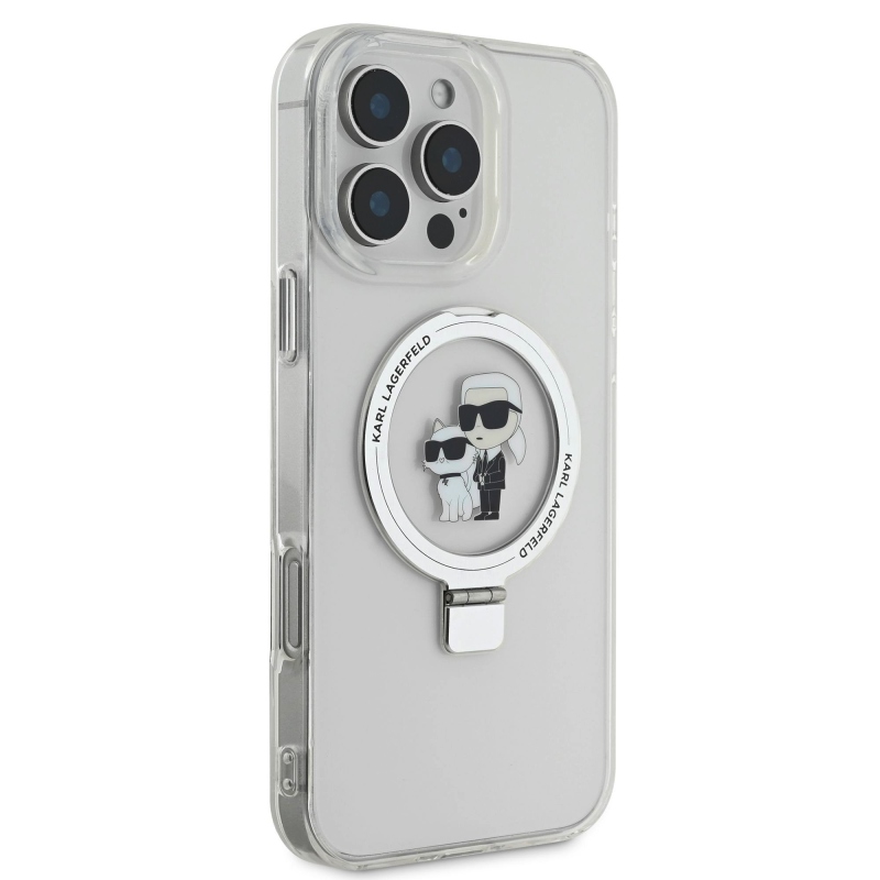 Karl Lagerfeld Ringstand Karl és Choupette MagSafe hátlapi borító iPhone 16 Pro Max készülékhez Fehér